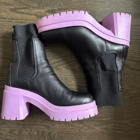 Aldo Black and Purple Heeled Boots - Picture 1 of 14